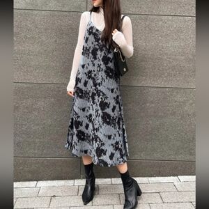 NEW Dazy Velvet Black Gray Tie Dye Abstract Sleeveless Midi Dress Size Large